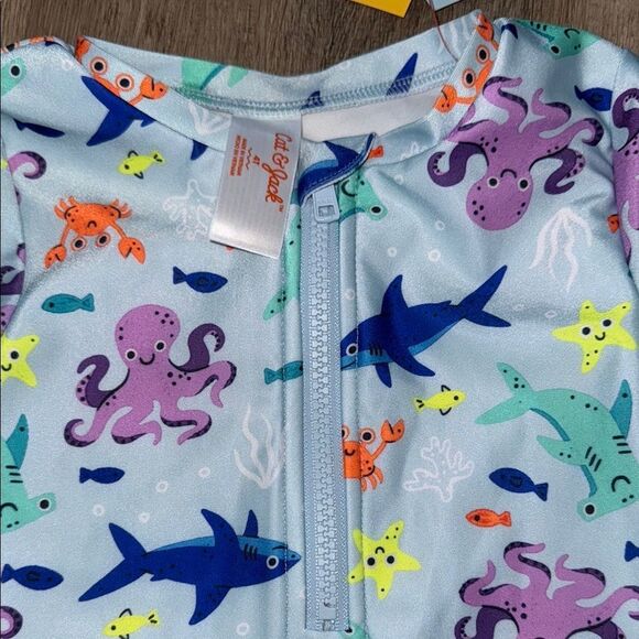 Cat & Jack Blue and Green Rashguard Swimwear - Picture 2 of 4